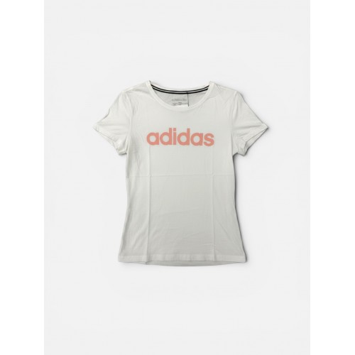 Adidas Essentials Γυναικείο T-Shirt Λευκό με Ροζ Λογότυπο M